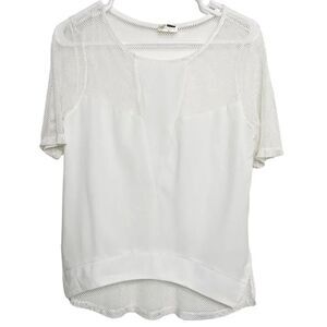 LF Rumor Boutique Mesh Short Sleeve Shirt White Size Medium